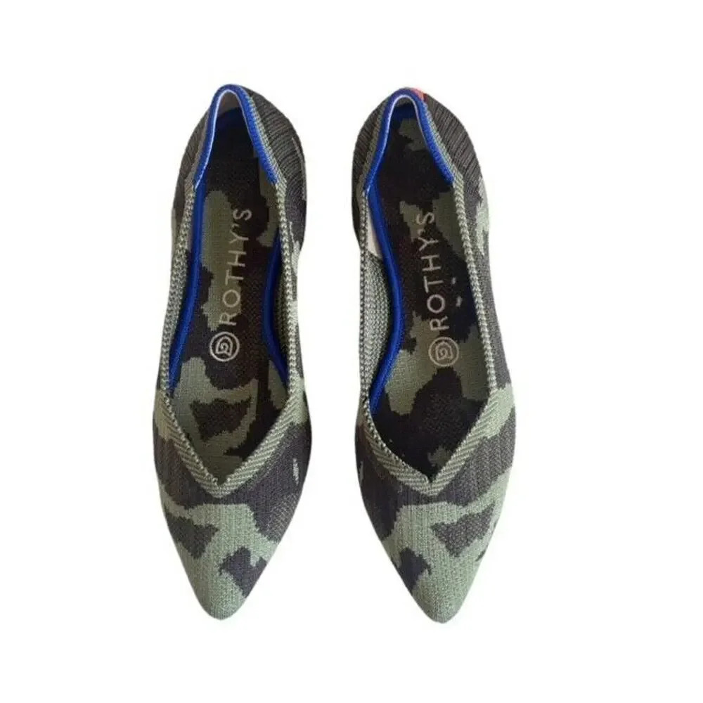 Rothy’s The Point Flat size 7 in Green Camo - Picture 2 of 9